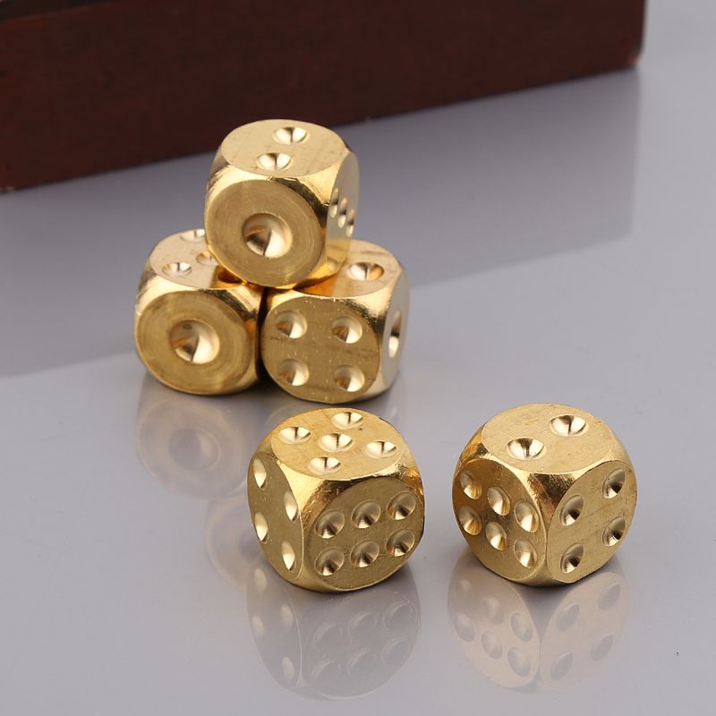 1Pc Solid Gepolijst Messing Dobbelstenen 20Mm Metalen Cube Copper Poker Bar Board Game Q22F