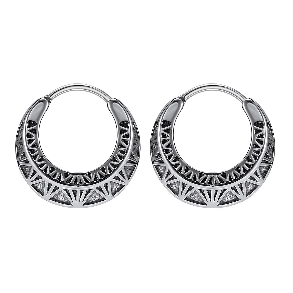 316L Stainless Steel Hoop Earrings Hip Hop Punk Rock Earrings for Men Women Retro Gothic Circle Round Earrings Skull: EH642SR-11