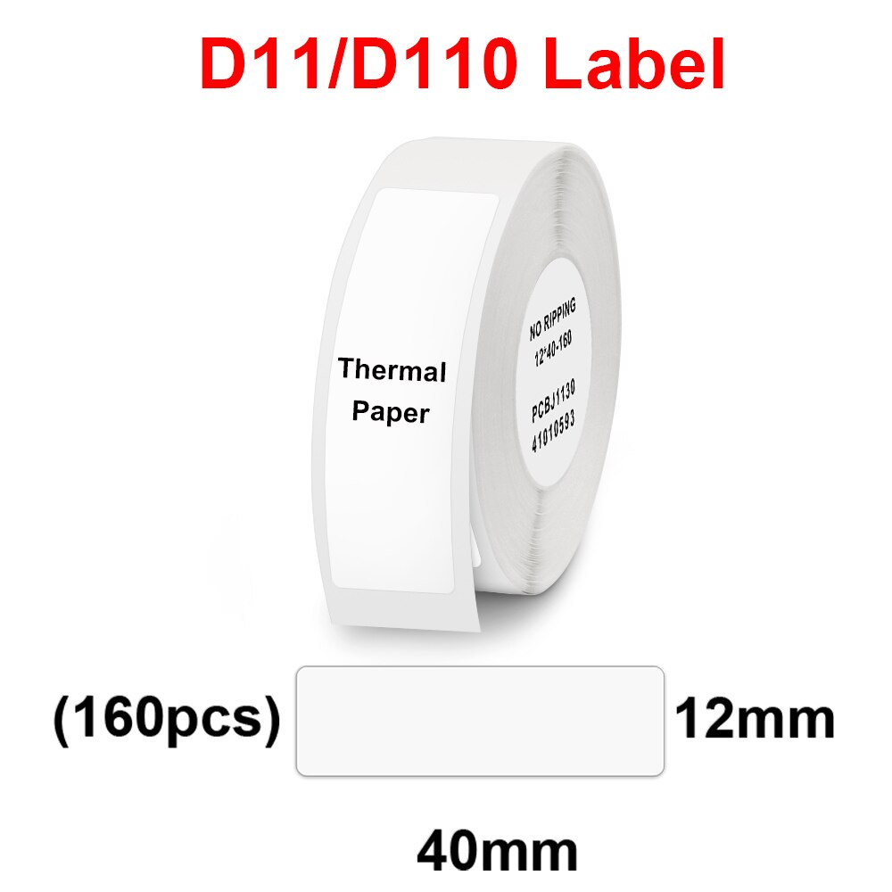 D11 elastyczny kabel papier do Niimbot D11 D110 przenośny Mini bezprzewodowa drukarka etykiet Bluetooth wodoodporny D11 etykieta druku papieru: 12x40mm 160pcs