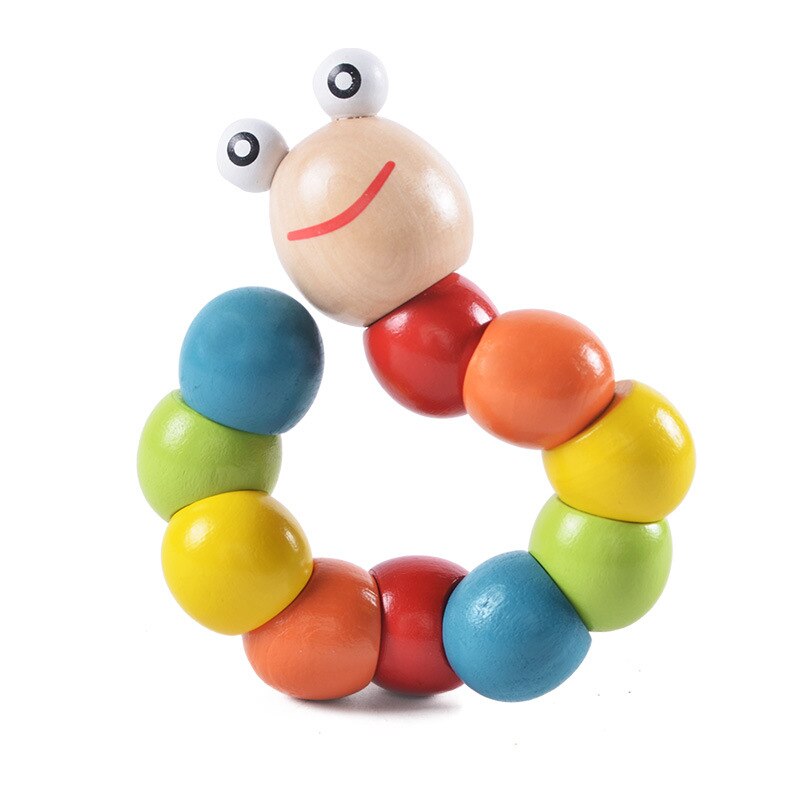 1Stck Holz Bunte verdrehte Insekt Spielzeug Nette Karikatur Baby Insekt Spielzeug FrüHenne Bildung für Baby freundlicher