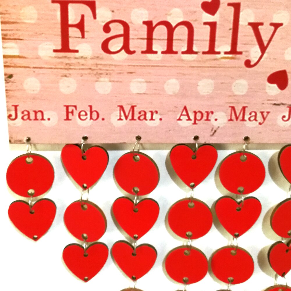 DIY Wood Family Friends Birthday Reminder Special Dates Planner Board Wooden Calendar Home Hanging Decor