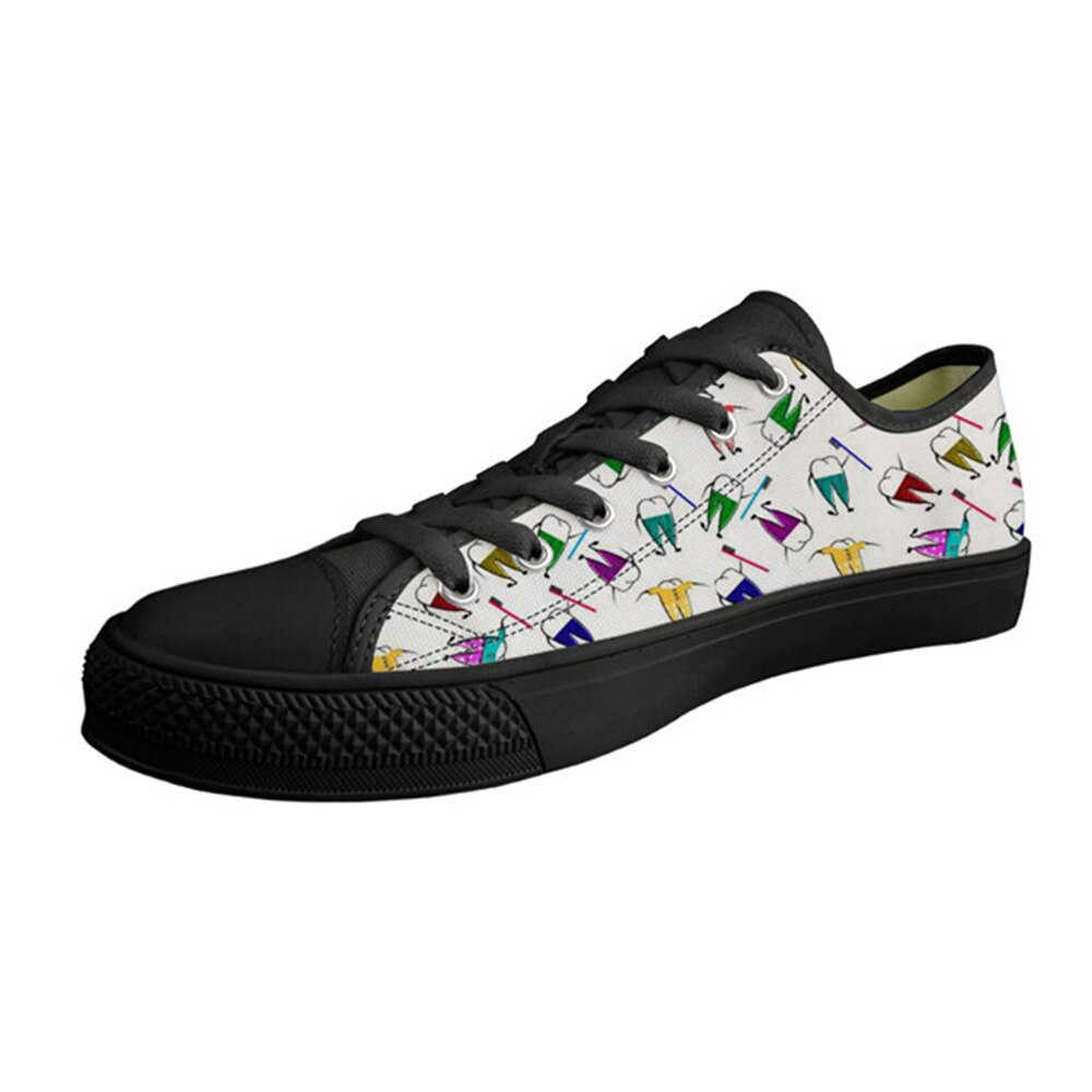 Chaussures personnalisées + chaussures plates hommes toile baskets dessin animé dentiste impression bas haut vulcanisé hommes chaussures espadrilles décontractées pour homme: HM393Z37