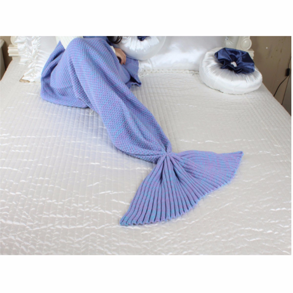 80cmx180cm Mermaid Tail Blanket Crochet Mermaid Blanket for Adult Super Soft All Seasons Sleeping Knitted Blankets Home Office