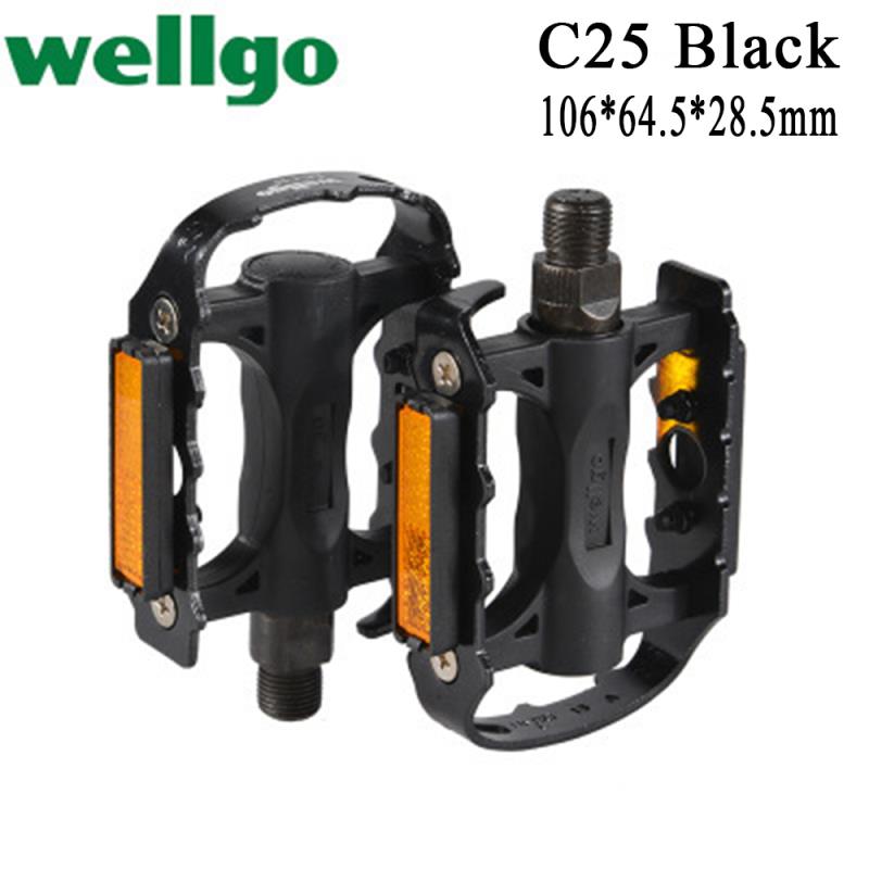 Wellgo Pedal M195 B249 C25 DU Bearing Lightweight Aluminum Alloy Pedals Ultralight Mountain Bike Bicycle Genuine Bicycle Pedal: C25 Black