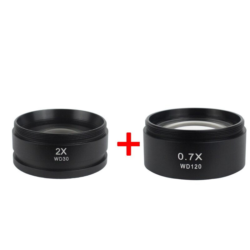 WD165 0.5X 0.7X 1.0X 2.0X Auxiliary Objects Lens Microscope Camera Lens For Trinocular Stereo Zoom Microscope Barlow Glass Lens: 2.0X with 0.7X