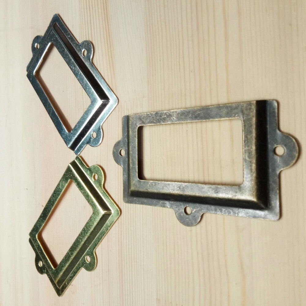 107*61mm Antiek Messing/Zilver/Gouden Vintage Metalen Label Pull Frame Handvat Bestand Naam Kaarthouder kast Lade Box Case Bin
