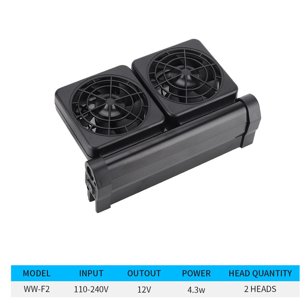 1/2/3/4 Fans Aquarium Kühler Einstellbare Wind Lüfter Wasserkühler Kalten Wind Maker für Aquarium temperatur Controller: WW-F2 / US adapter plug