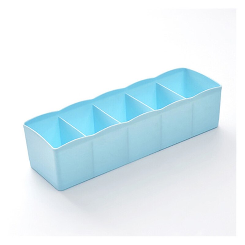 Fowecelt 5 Grids Lade Organizer Ondergoed Kleding Organizer Box Closet Organizer Stropdassen Sokken Shorts Bra Desk Organizer: Wathet