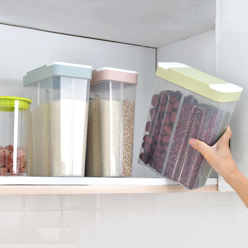 4 Grids 2.6L Food Storage Container Plastic Kitchen Refrigerator Flour Rice Box Multigrain Storage Jar Transparent Sealed Cans
