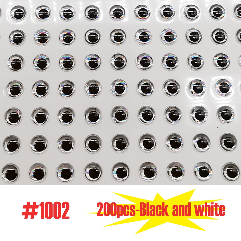 Jerry pêche leurre yeux 200 pièces lazer 3D dur appât matériel accessoire: 200pcs Black white / 4.5mm