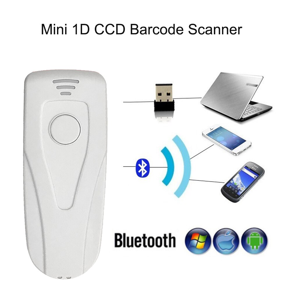 Mini Senza Fili di Bluetooth Scanner di Codici A Barre Scanner di Codici A Barre CCD Lettore di Codici A Barre Senza Fili Portatile One Size Luce Rossa