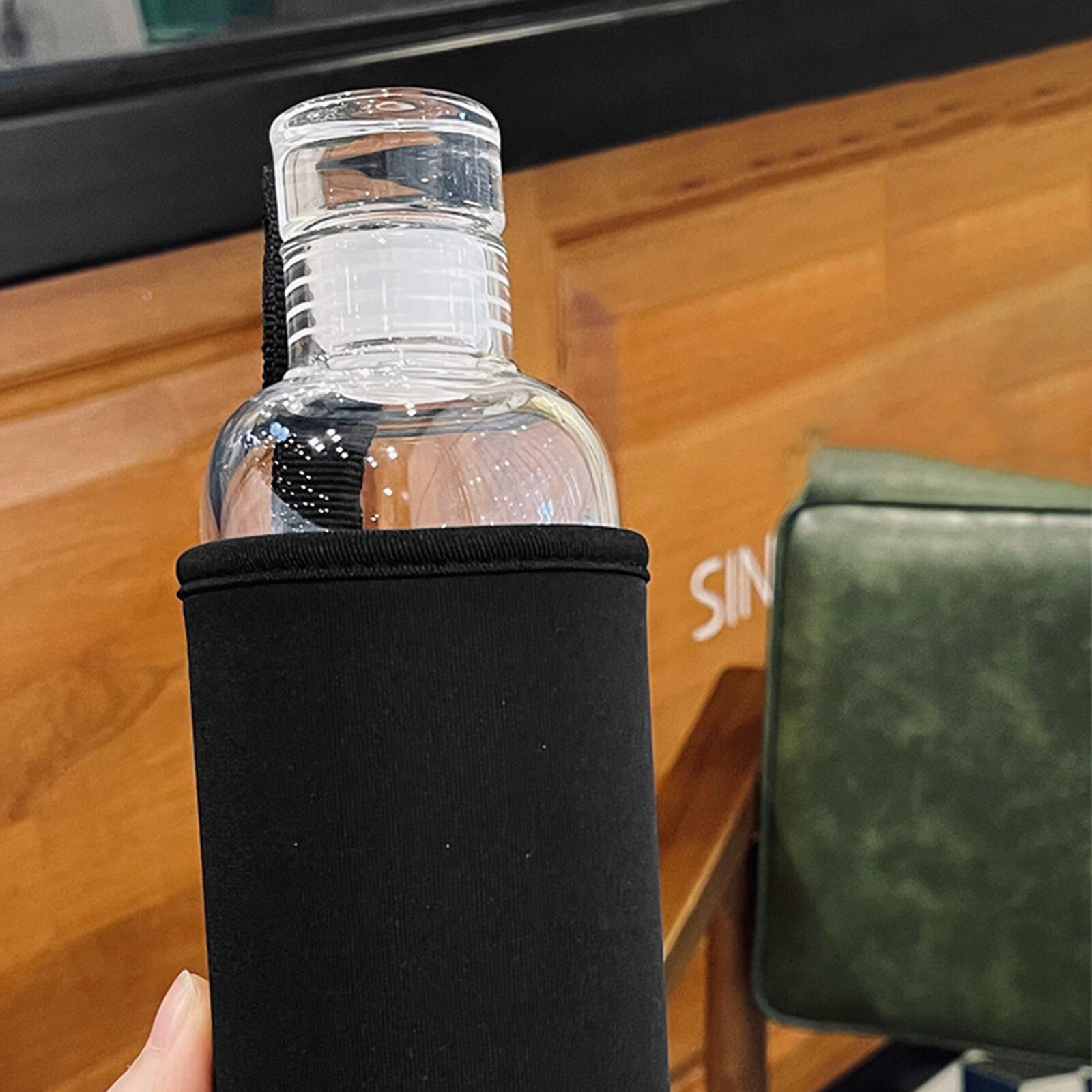 500/750ml Scale Mark Glass Water Bottle with Cup Sleeve Clear Water Bottle Outdoor Potable Water Bottle Glasses Drinking Bottle