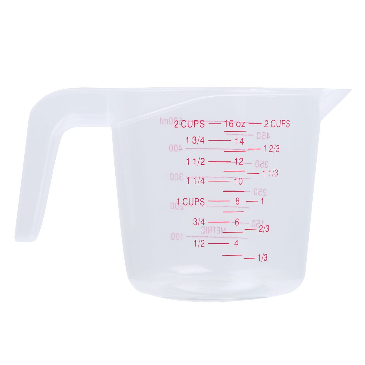 250/500/1000ml Kitchen Plastic Measuring Cup Heat-resistant Clear Scale Measure Jug with Angled Grip Spout Baking Measuring Tool: Clear 500ml