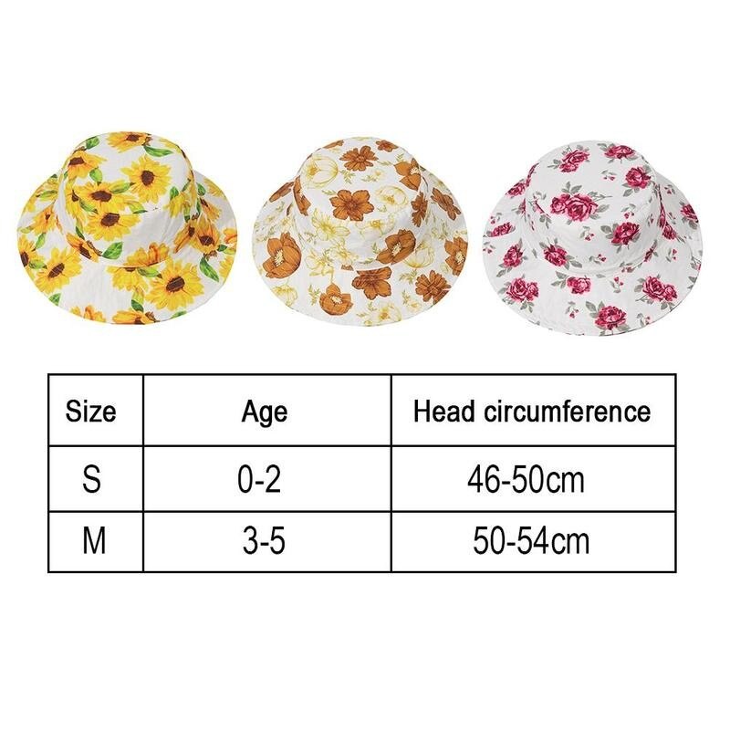 Sombrero de Sol para bebé, gorra para niños y niñas, Panamá, protección, playa, cubo, estampado de flores, gorros para niños, UV Cartoo N9U3