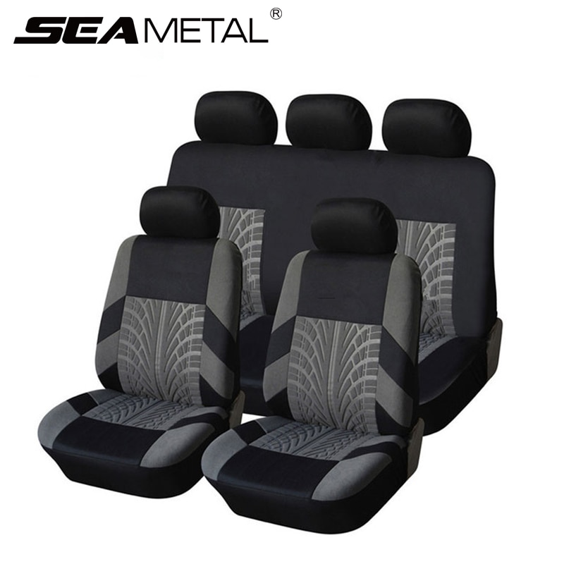 Embroidery Car Seat Covers Set Universal Five Seat Protector Car-Styling Seat Cushion with Tire Track for Car Interior Accessori