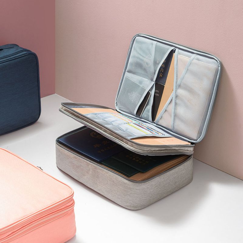 Double Layer Document Ticket Bag Zipper Storage Large Capacity Certificates Files Organizer Home Travel