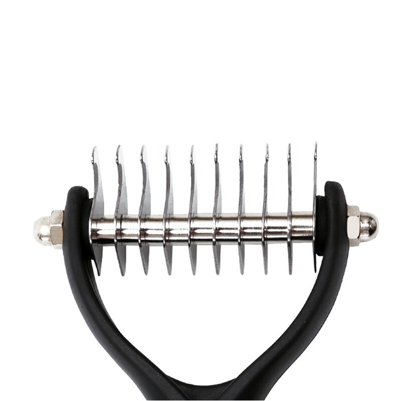 Roestvrijstalen open knoopkam voor huisdieren, hondentrimmer met zachte handgreep (roze/blauw)