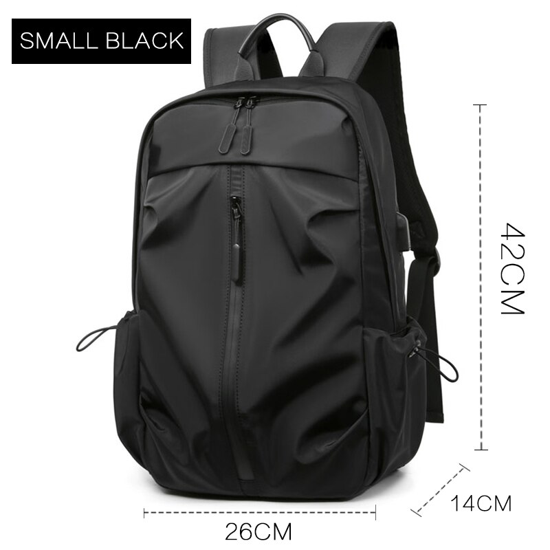 Uomini Zaino Impermeabile computer Portatile da 15.6 pollici Zaino Multifunzionale di Ricarica USB di Scuola Adolescente Mochila Borsa Da Viaggio zaino Esterno: piccolo nero