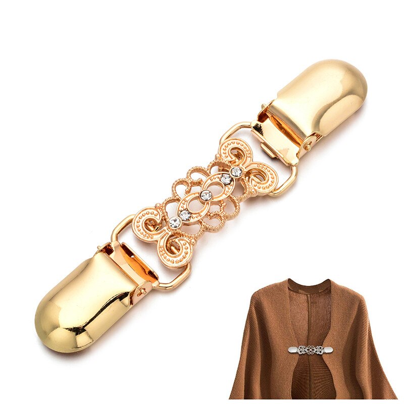 1pc kofta krage clips hållare dam klänningar sjal dekor glänsande kristall cape kappa spännen fästen spänne brosch klämma: 9 8 x 1.5cm