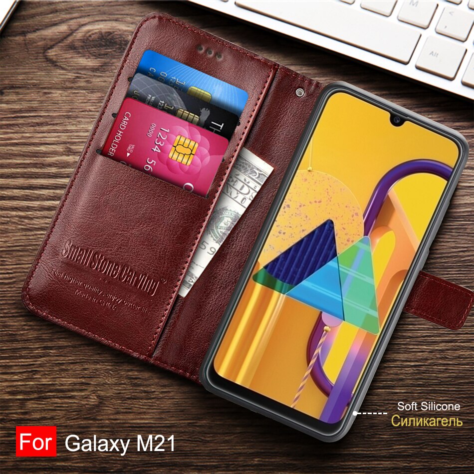 Funda para Samsung Galaxy M21 de 6,4 pulgadas con tapa de silicona para teléfono Samsung M21 m 21 Funda + ranuras para tarjetas