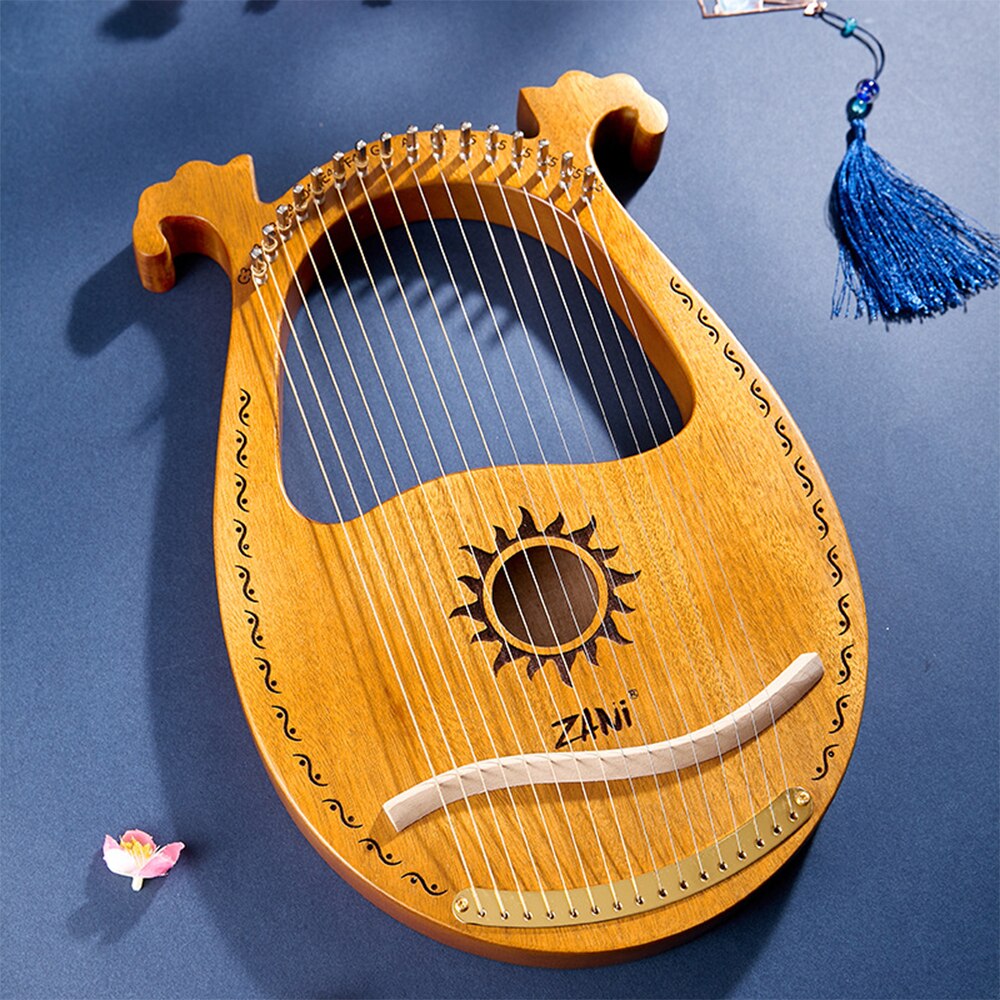 16 String Sun God Mahogany Lyre Harp With Tuning Wrench Portable Musical Instruments Profesional