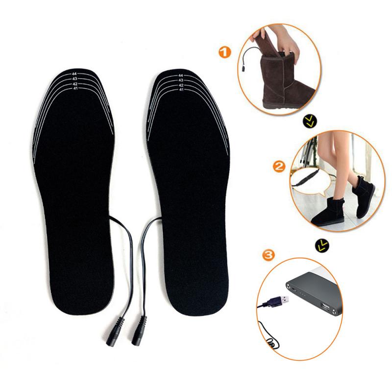 Plantillas calentadas con USB, calentador de zapatos con batería eléctrica recargable, plantilla térmica que mantiene el calor, para invierno