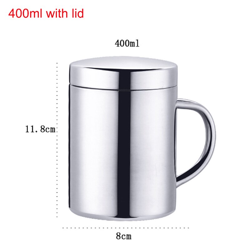 Double Wall Stainless Steel Coffee Mug Portable Cup Travel Tumbler Coffee Jug Milk Tea Cups Double Office Water Mugs: 400ml with lid