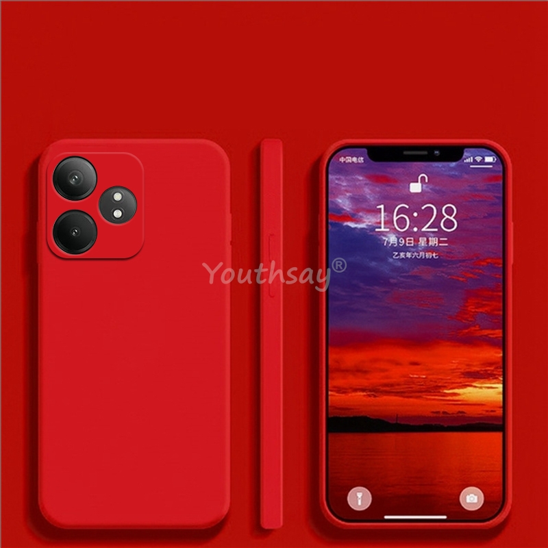 Pour Realme GT 6 étui Realme GT 6 couverture liquide Silicone plaine TPU Anti-chute téléphone protecteur couverture Realme GT 6 T étui: ABS / Rose