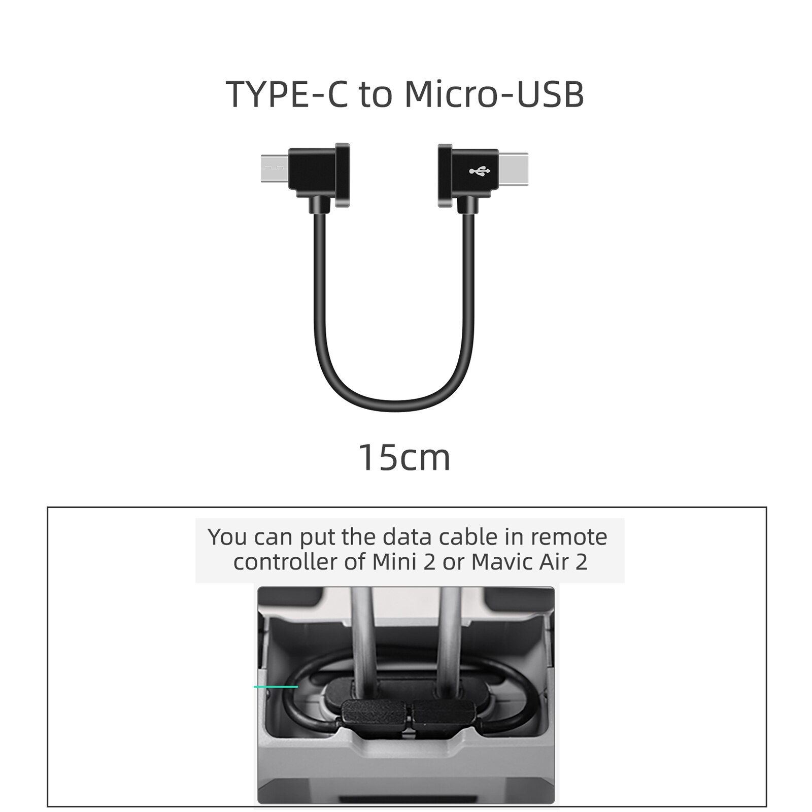 1M DJI Mini 2/Air 2 Drone Remote Controller Data Connected Cable Line Wire Phone Iphone/Tablet TYPE-C IOS For DJI Mavic Drone Ac: 15CM for MicroUSB