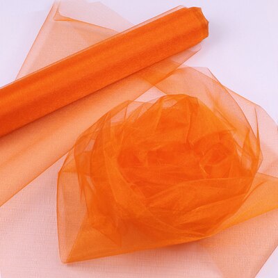 48CM x 5 M/10 M/15 M organza crystal tulle baby bad sneeuw garen voor bruiloft kerst verjaardag DIY party boog decoratie: Orange / 72cmX10m