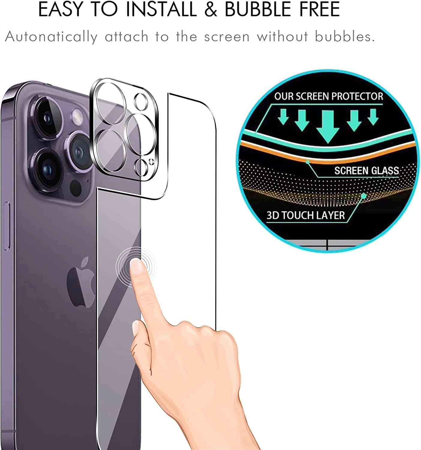 Vidrio templado trasero 2 en 1 para iPhone 16 15 14 13 12 Pro Max 15 Plus 15 pro max 16Pro Protector de pantalla trasera con lente de cristal