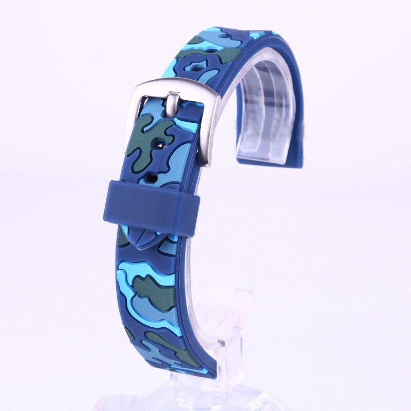 men and women Outdoor sports protective gear wrist watch with silicone epoxy camouflage silicone watch with: blue / M