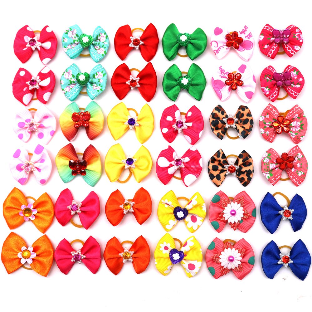 30pcs 4 Styles Pet Bows Dog Hair Bows for Puppy Hair Accessories Grooming Bows Rubber Bands Dog Bows Pet Supplies Dog Supplies: Style B