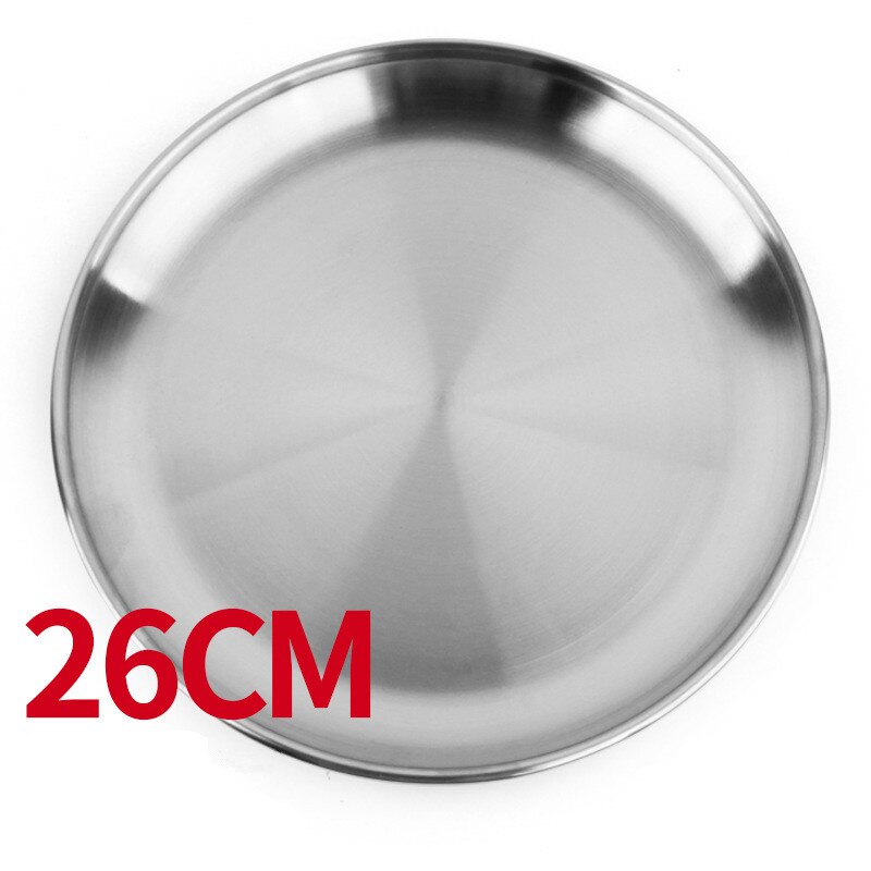 Plato de fruta de acero inoxidable para exteriores de 14-26cm vajilla para barbacoa plato redondo para Picnic platos para servir: 26 cm