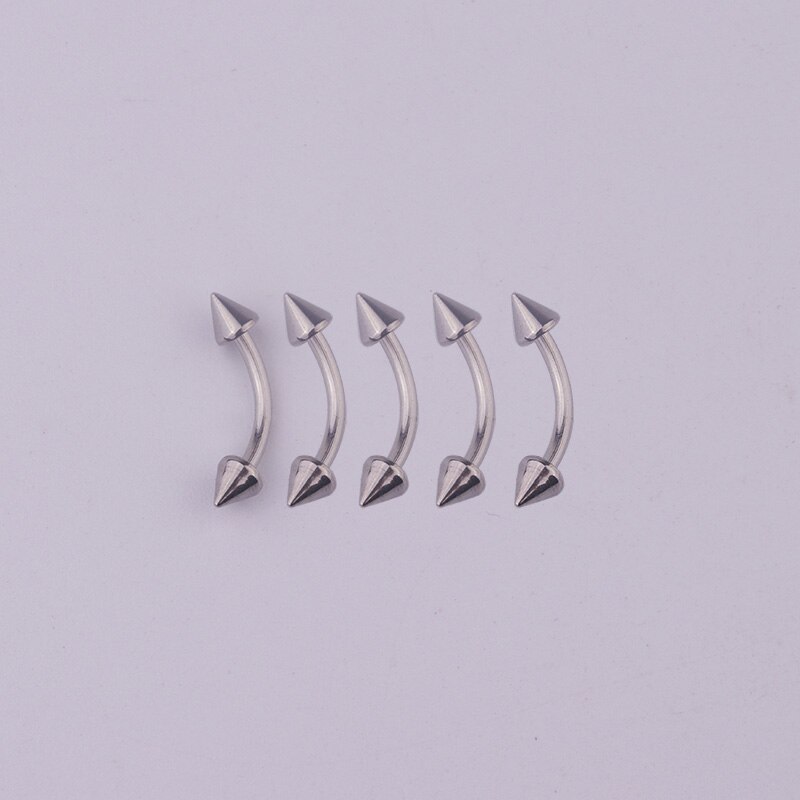 Lot de 5 Anneaux Sourcil - Barbell Courbé Acier Chirurgical 16G - Bijoux de Corps: ArgentÃÂ© / Longueur de barre 10mm