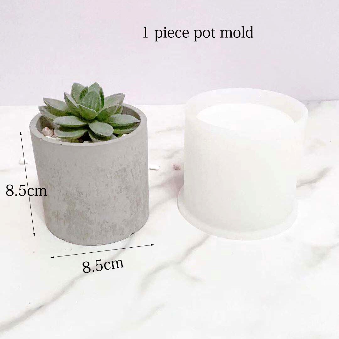 Moule de Pot de fleur en Silicone Jesmonite, grand moule de Pot rond de fleur de bougie en béton de pilier de multi-taille: 8.5x8.5cm