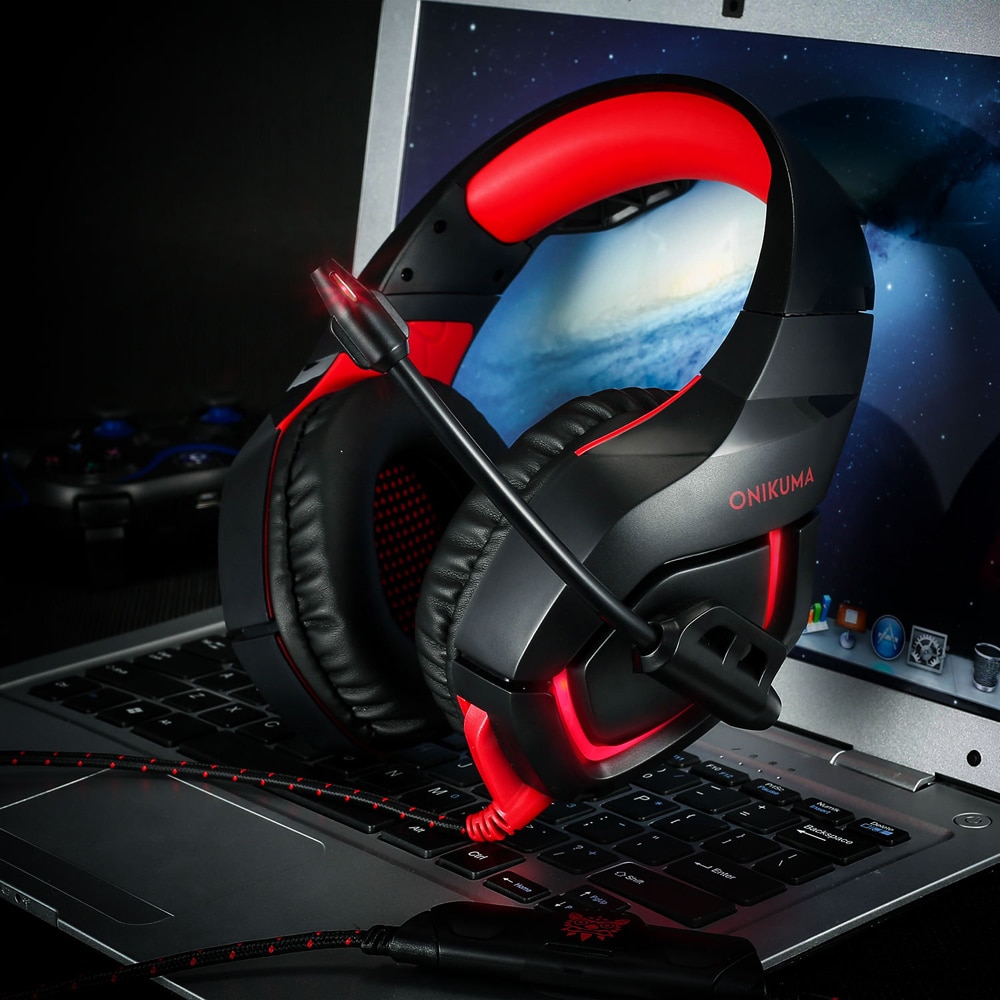 Onikuma K1 Gaming Headsets with Microphone LED Light Deep Bass Headphones Casque for PS4 Laptop PC Gamer