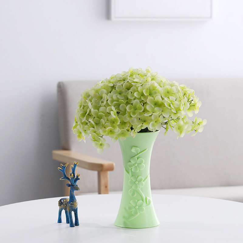 1pc Origami plastique Vase blanc Imitation céramique Pot de fleur panier de fleurs Vase décoration maison nordique décoration: green 1
