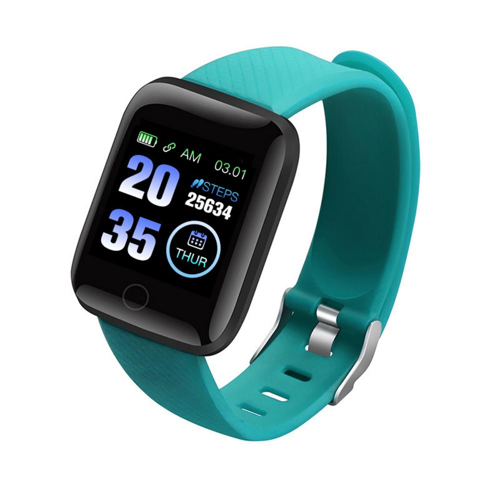 Smart klocka sport stegmätare fitness armband hälsoövervakning vattentät sport tracker klocka för ios android: Grön