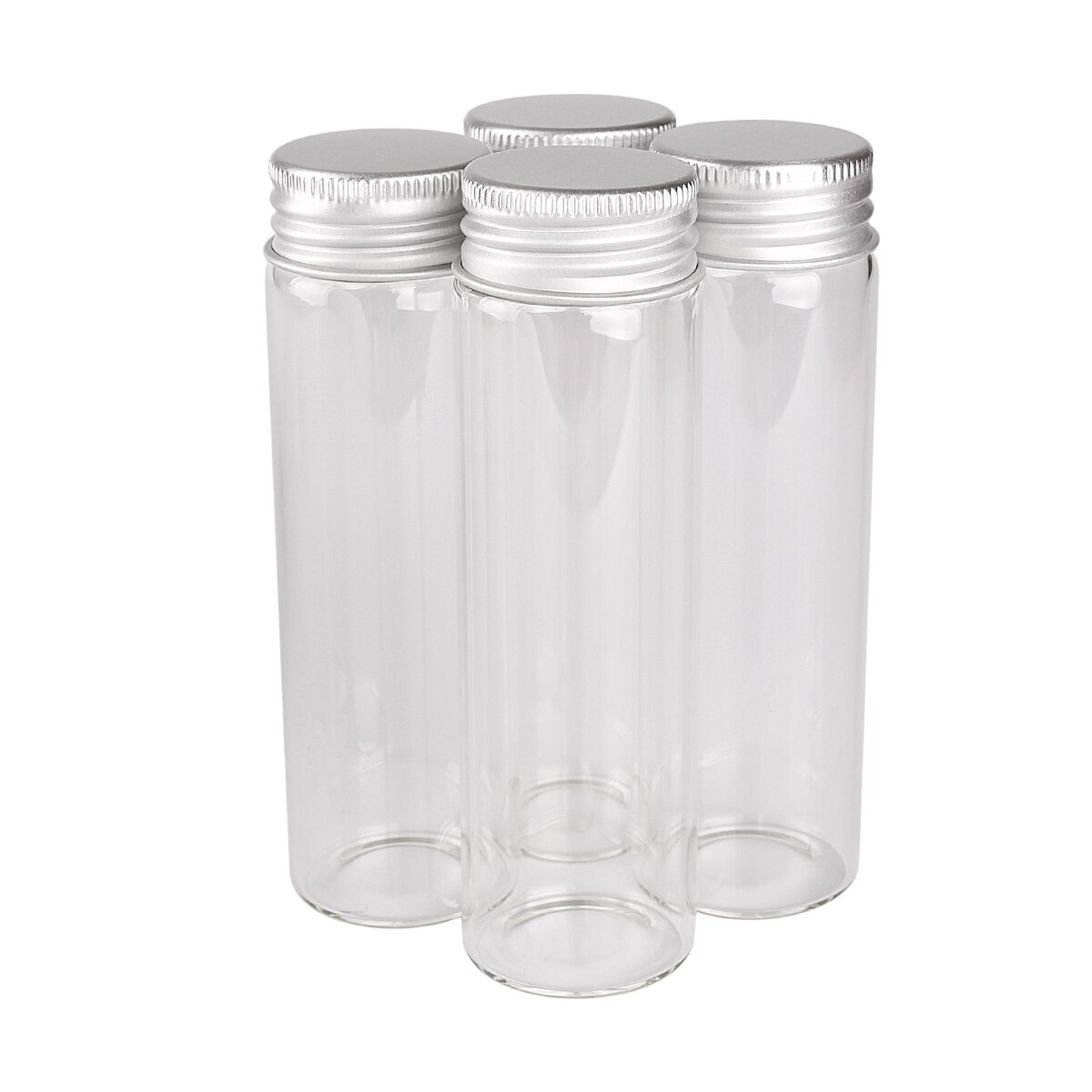 48 Pieces 50ml Glass Bottles with Aluminum Lids 30*100mm Glass Jars for Wedding Crafts