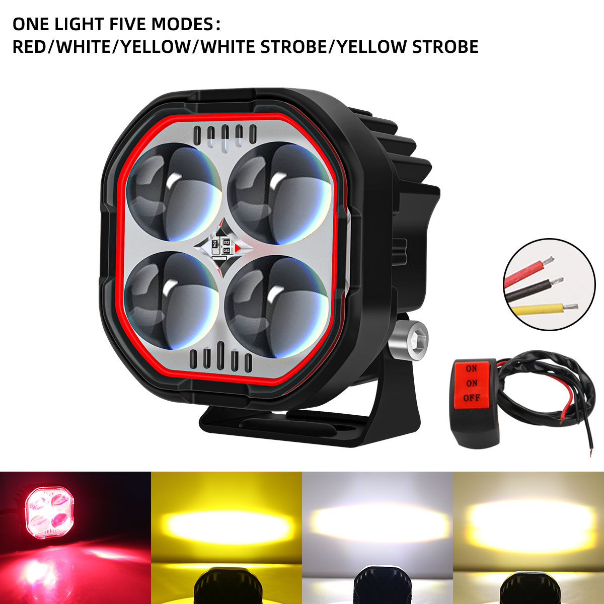DRL LED Motorrad Fahren Lichter LED Scheinwerfer Hohe Abblendlicht Objektiv Scheinwerfer blinken Moto Nebel Lampe Auto Arbeit Lichter 5 Licht Modi: dunkel Grau
