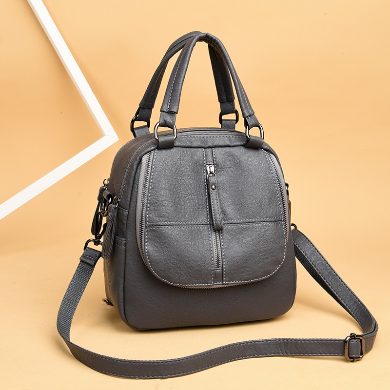 Frauen Mehrzweck Leder Schulter Tasche Zipper für Handy Tasten Travel Taschen 3 möglichkeiten