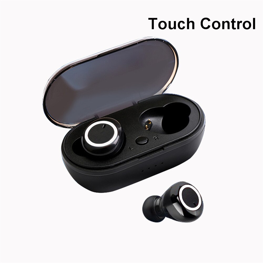 TWS Bluetooth 5.0 Auricolare Impermeabile di Sport Auricolari Vivavoce Auricolari Stereo Senza Fili Auricolare con Microfono per IOS Android Phone: Black White-2