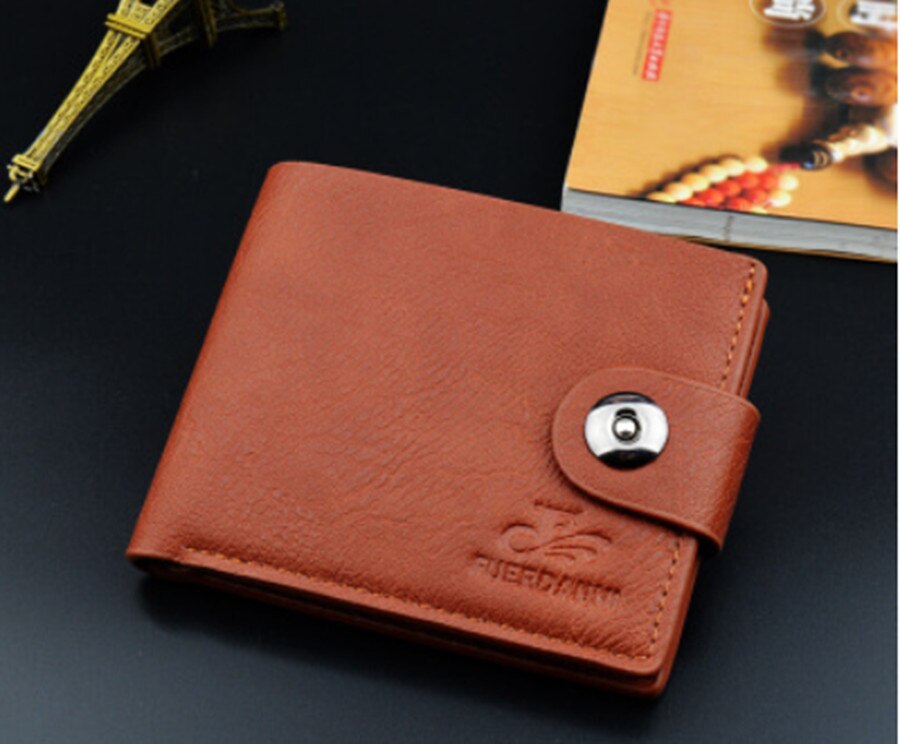 men's wallet pu solid color slim wallet men's two-way folding short credit card wallet coin purse business wallet men: Beige