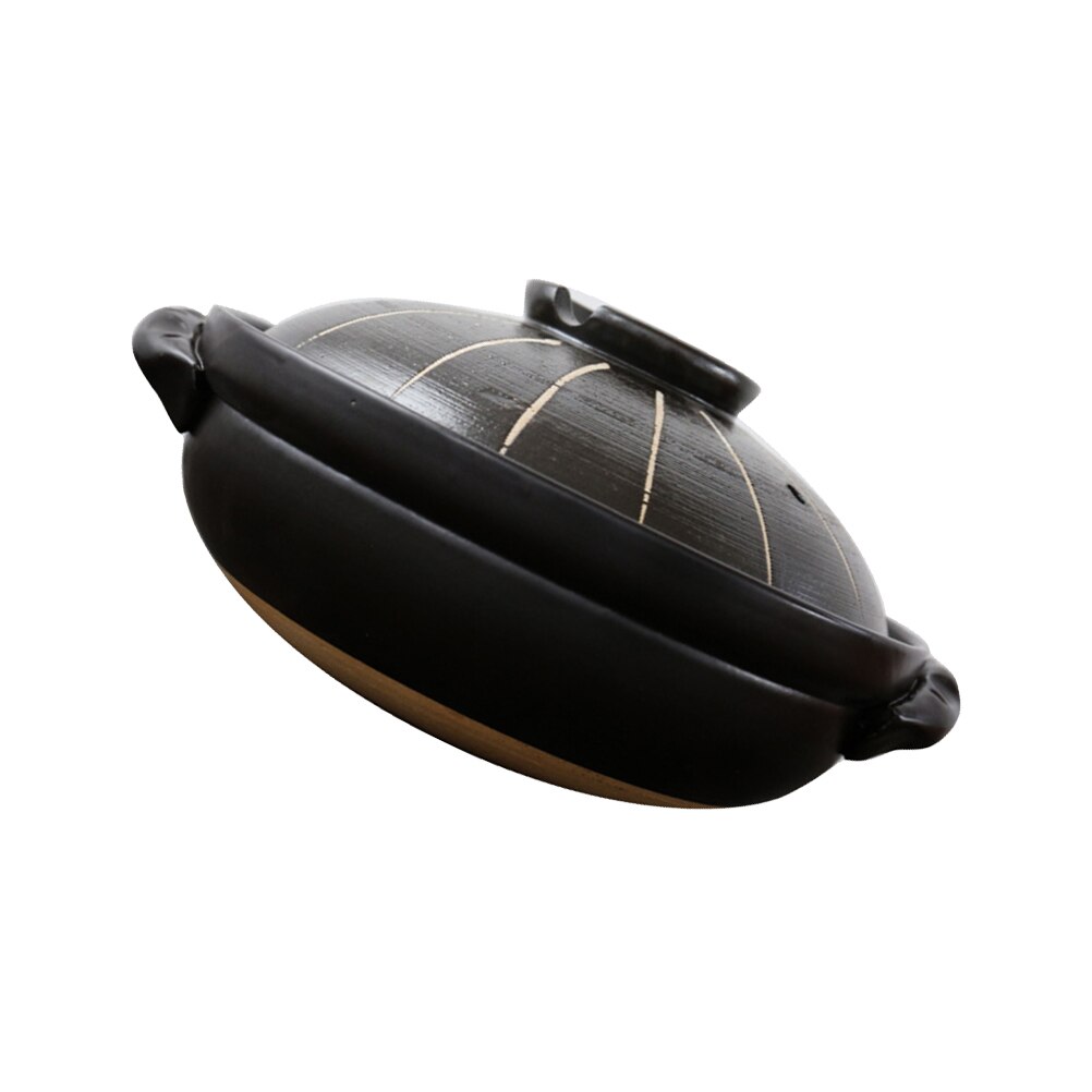 1Pc Kitchen Ceramic Soup Cooking Pot Stove Stew Pot Household Cookware Supply (Black)