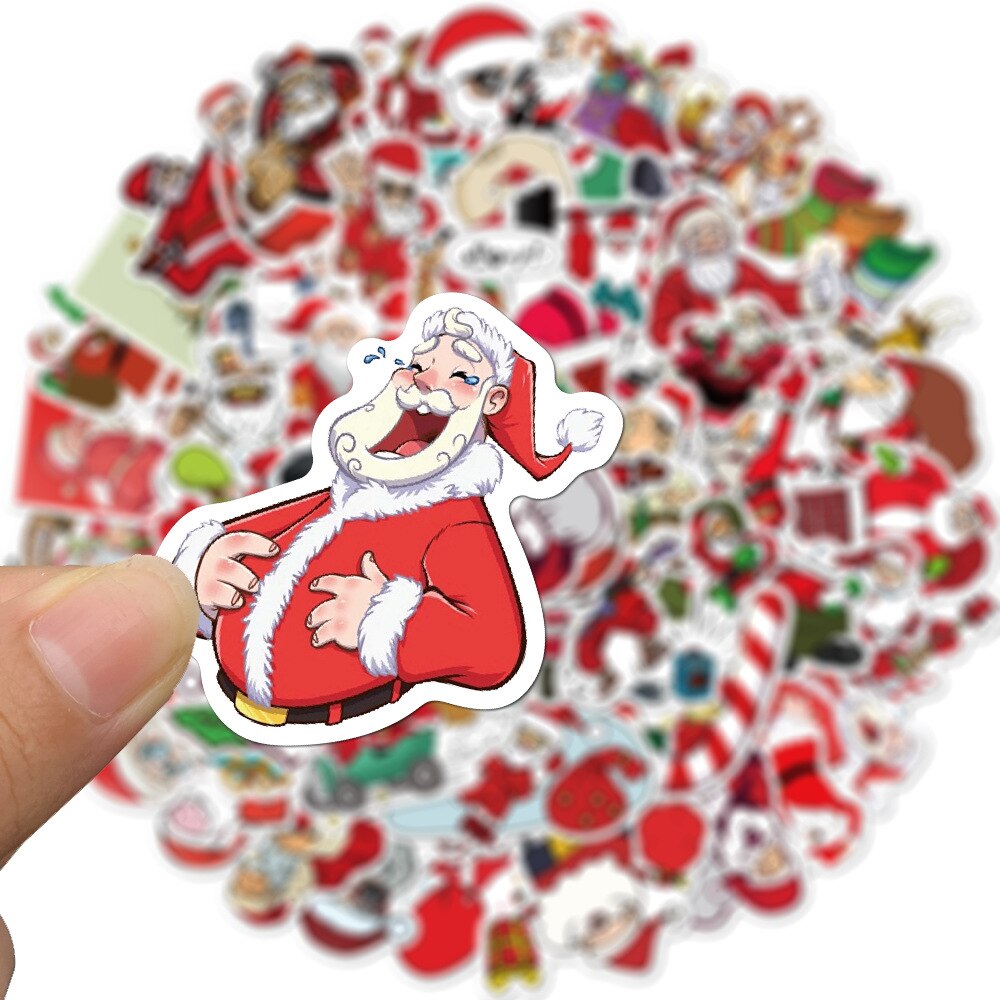 50 stk klistermærker juledyr julemanden snemand børn klistermærke diy til på skateboard kuffert bagage klistermærker