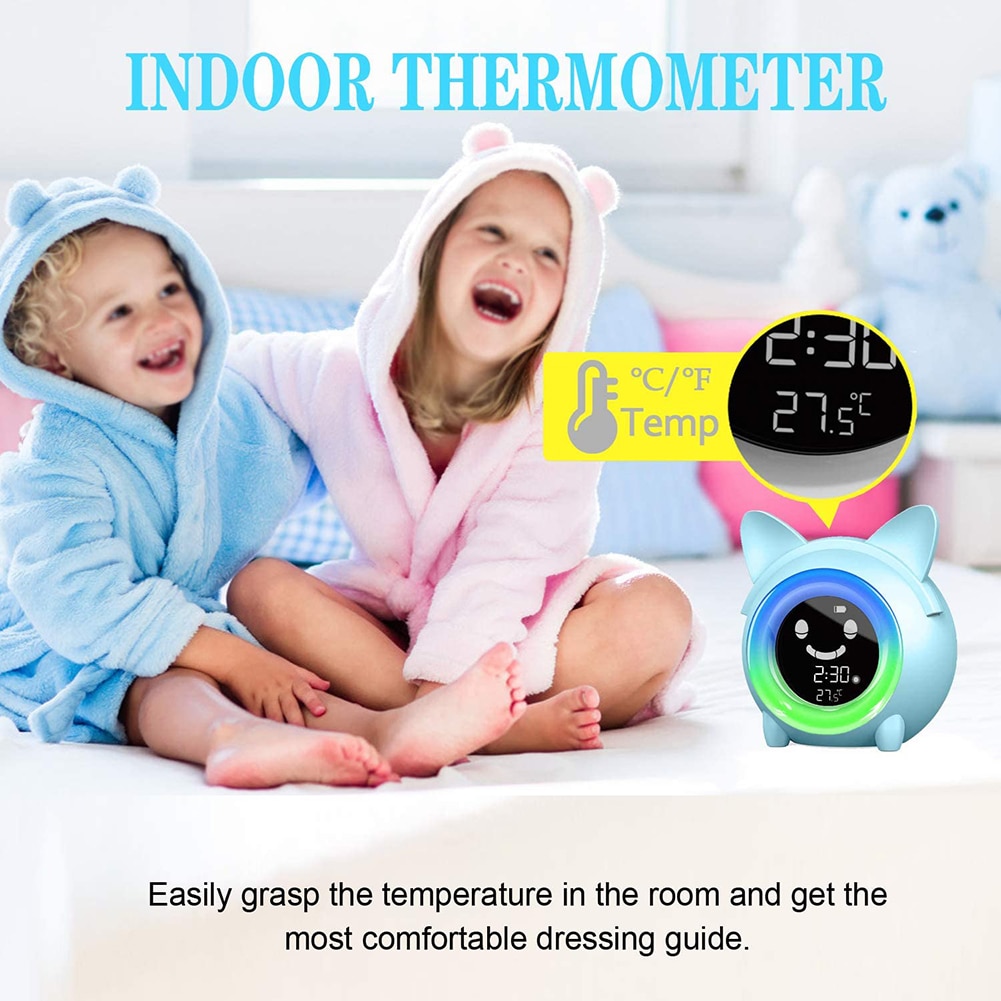 Kids Kinderen Slapen Training Temperatuur Led Licht Lcd Display Wekker Kamer Decoratie Perfect Voor Slaapkamer