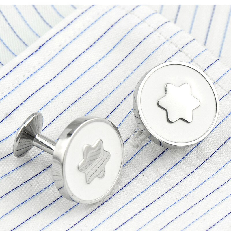 FLEXFIL Luxury shirt cufflinks for men's Brand cuff buttons cuff links gemelos round wedding abotoaduras Jewelry: Style 1 white