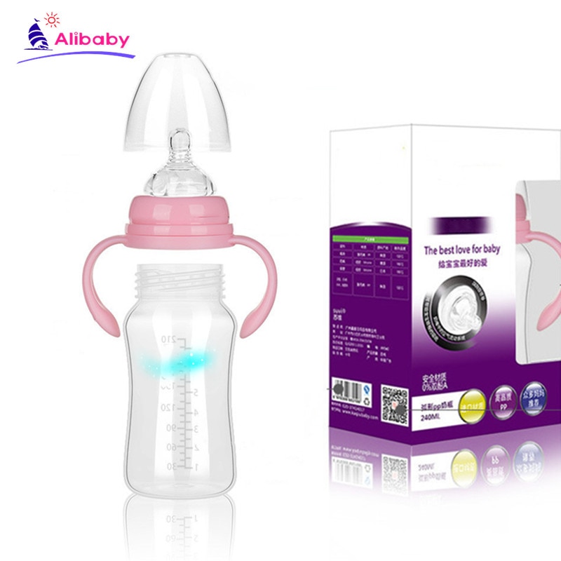 180/240/300ML Baby PP plastic Milk bottle newborn baby Anti-Slip with handle bottle Cup Water Bottle Milk Feeding Accessories