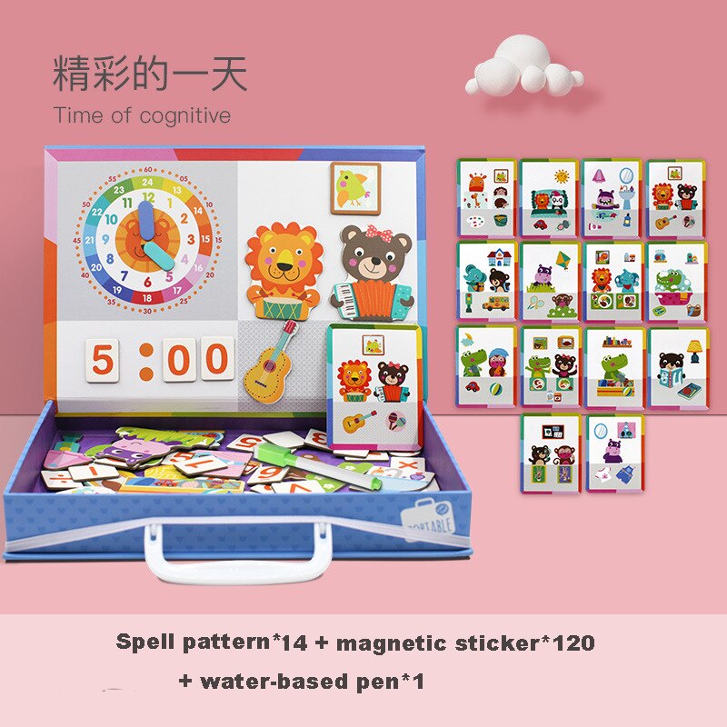 Kids Magnetic Puzzle Jigsaw Traffic Change Face Game Double-Sided Drawing Board Baby Early Education Toys For Children: Wonderful-day